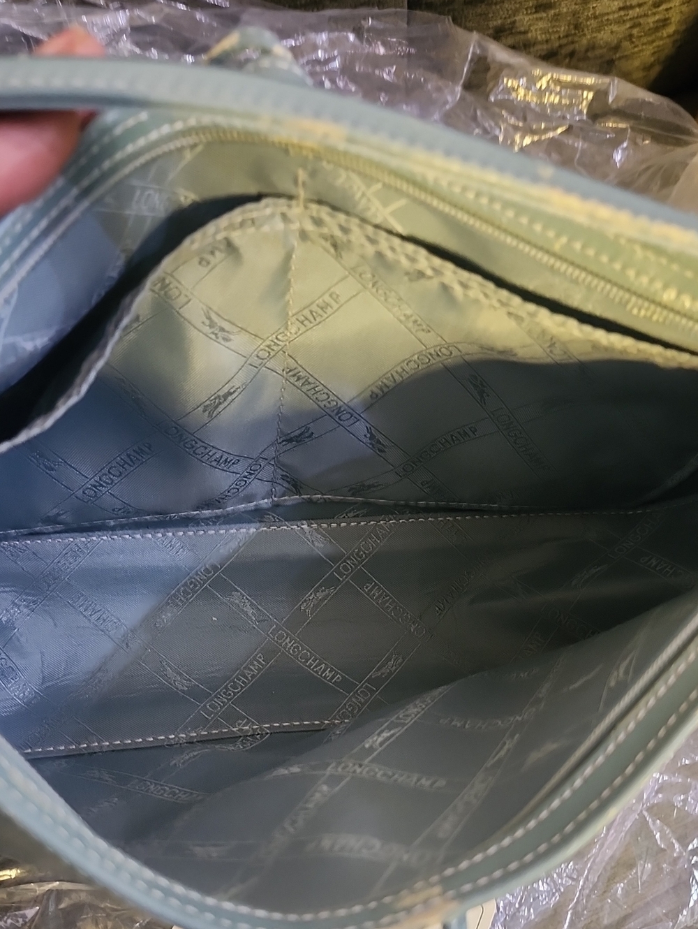 Longchamp RREHAB Light Blue Leather Shoulder Bag Peeling Throughout Exterior - Picture 9 of 13